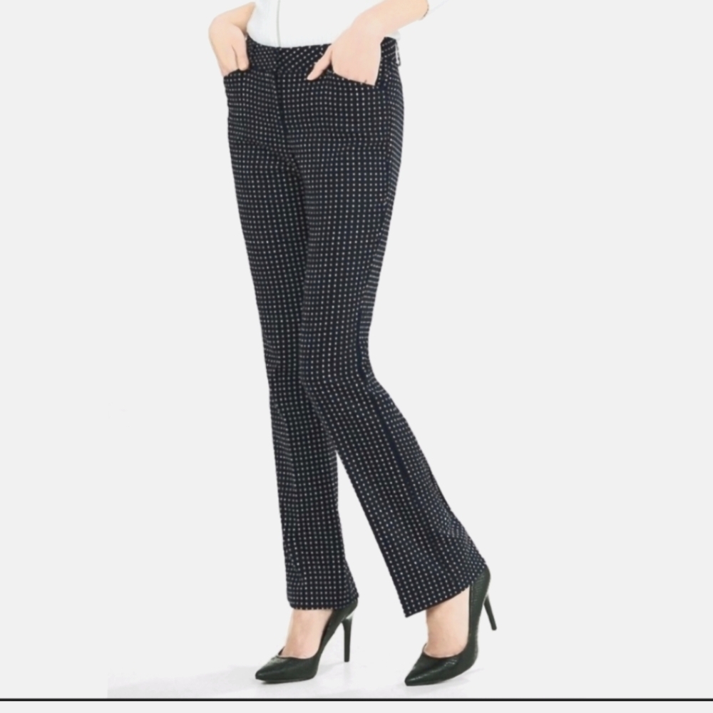Express Editor Polka Dot Slim Straight Leg Pants Size 8